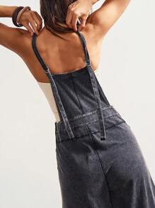 Bohemela Boho 4th Of July Casual Solid Color Woven Wide Leg Loose Bib Color Block Distressed Women Jumpsuit