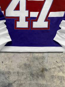 AXEPEAK 男士数码印花宽松针织长袖 Polo 衫，街头风设计