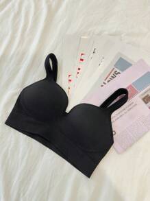 DAZY 女士宽肩带薄衬垫文胸，无钢圈，黑色 - 黑色 - 查看 7