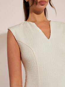 COSMINA Women Elegant V-Neck Cinched Waist Mini Dress, Suitable For Parties, Spring/Summer - Cream - View 7
