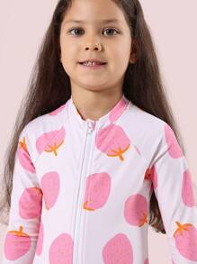 SUMWON Girls Long Sleeve Sun Protection One Piece Swimsuit With Sweet Summer Pattern And Ruffle Detail, Perfect For Beach Pool Swimming - Multicolor - View 5