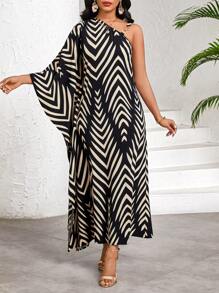 SHEIN Lady Women's Vacation Striped Batwing Loose Casual Maxi Dress