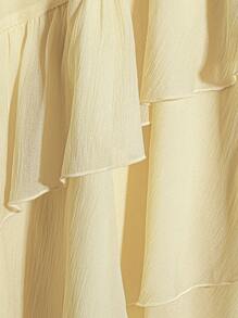 Celisse 女士时尚优雅多层荷叶边下摆 A 字裙，带有分层细节，春夏 - 黃色 - 查看 3