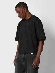 SUMWON Jersey Number Design T-Shirt Sports Inspired Streetwear Athletic Crop Tee Summer Oversized Casual Varsity Logo - Black - View 2