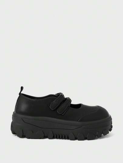 ROMWE Black Mary Jane Loafer Shoes, Closed Toe, Slip-On, Low Heel, Japanese JK Style Flat Lolita Pumps For Women