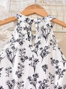 1件少女优雅休闲碎花无袖吊带连衣裙 - 彩色 - 查看 8