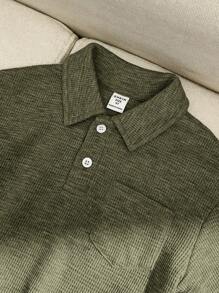 SHEIN 2pcs Young Boy Loose Casual Turndown Collar Short Sleeve Polo Shirt And Pants Set