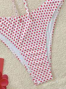 Soleia Set bikini a fascia a nodo con stampa a stelle per donne