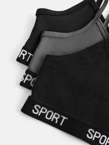 3件套少女简约字母弹力肩带吊带文胸套装