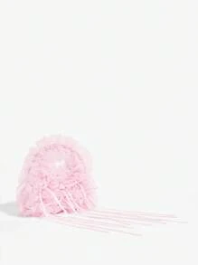 SHEIN ICON Ladies, Women Shoulder Bag, Hobo Bag, Bowknot, Lace, Ribbon, Pink, Fashionable, Personalized, Simple, Versatile, Street, Sweet And Cool Girls, Hot Girls, Y2k, Retro, Rivets, Vintage, Teenagers, Lace-Up, Ballet Style, Party, Date, Daily, Shopping, Afternoon Tea, Cute Bow Bag For Women