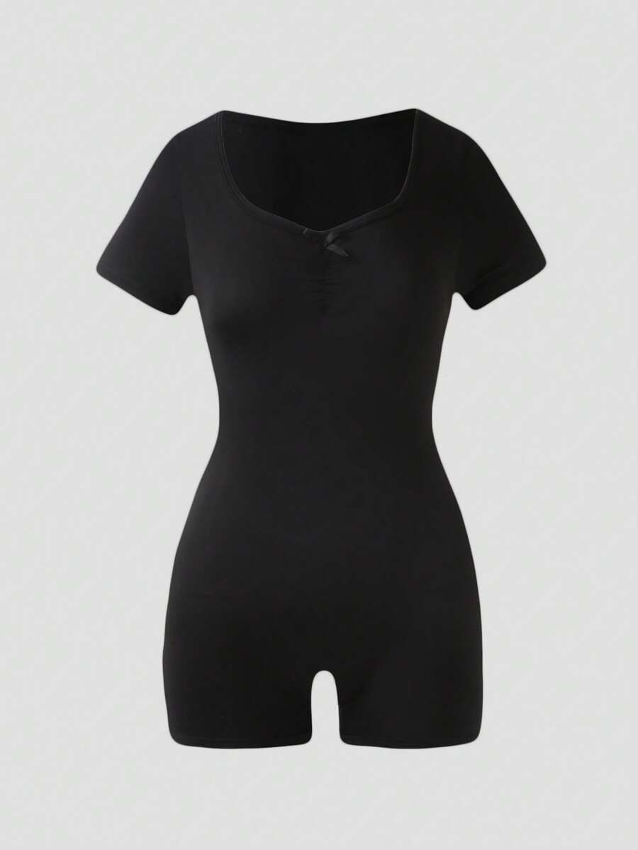 SHEIN Explorewe 女童蝴蝶结装饰修身休闲连体衣