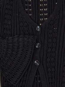 RueChic WOMEN CROCHET KNIT BUTTON-UP MAXI DRESS CREAM - Cream - View 6