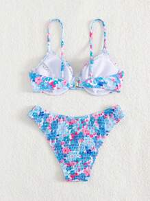 Swim Mod Swimsuit Set, Old-Style Random Print For Summer Beach Vacation - Multicolor - View 2