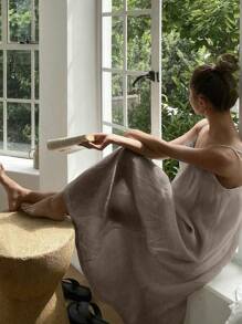 DAZY 女士长款连衣裙，时尚百搭，适合夏季穿着，休闲女士连衣裙，度假邮轮服装 - 咖啡 - 查看 5