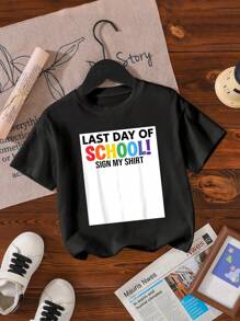 Casual Comfortable Fashion Young BoyRound Neck T-Shirt - Black - View 3