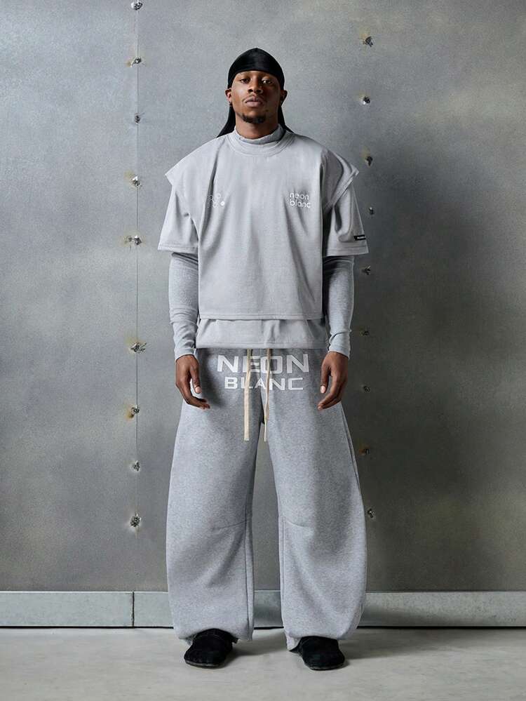 3-Pack Men's Streetwear Style Letter Graphic Knitted Tank Tops, Suitable For Summer