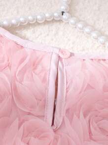 Tween Girls' 3D Floral Pattern Sleeveless Tank Top, Fashionable Summer Wear - Pink - View 7