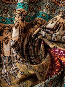 大码复古印花假日休闲半身裙长裙