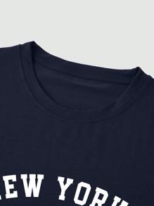 Manfinity Homme Men's Casual Letter Print Short Sleeve T-Shirt, Summer American Flag Men T Shirts - Royal Blue - View 4