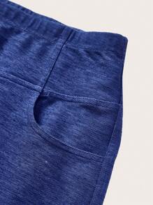 SHEIN BASICS Lässig einfarbige gestrickte enge Große Größen athletische Shorts