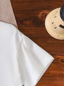 Young Girls Casual Comfy Fashionable Checkered & Letter Print Short Sleeve T-Shirt, Spring/Summer Kawaii Clothes Summer Holiday - White - View 4