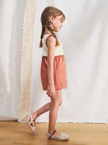 SHEIN Young Girls Adorable 3D Flower Crochet Bodysuits & Jumpsuits, Summer - Multicolor - View 3