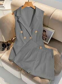 Franclia 2-teiliges Set hochwertiger ärmelloser Weste und Shorts