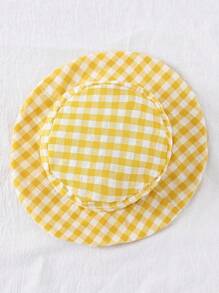 Vintaside Kids Bộ quần yếm vải gingham và mũ phù hợp cho bé trai màu trắng/xanh lá, phong cách đồng quê, thời trang đa năng cho hoạt động ngoài trời, trang phục thường ngày, tập thể dục hàng ngày, mùa xuân/hè - Màu vàng - Xem 6