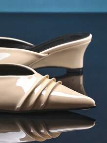 SHUZIA Women's Pointed Toe, Elegant Fashionable Slip-On Wedges - Beige - View 5