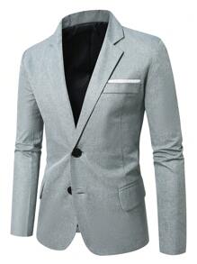 Manfinity Mode Men Plus Size Lapel Neck Casual Long Sleeve Suit Jacket