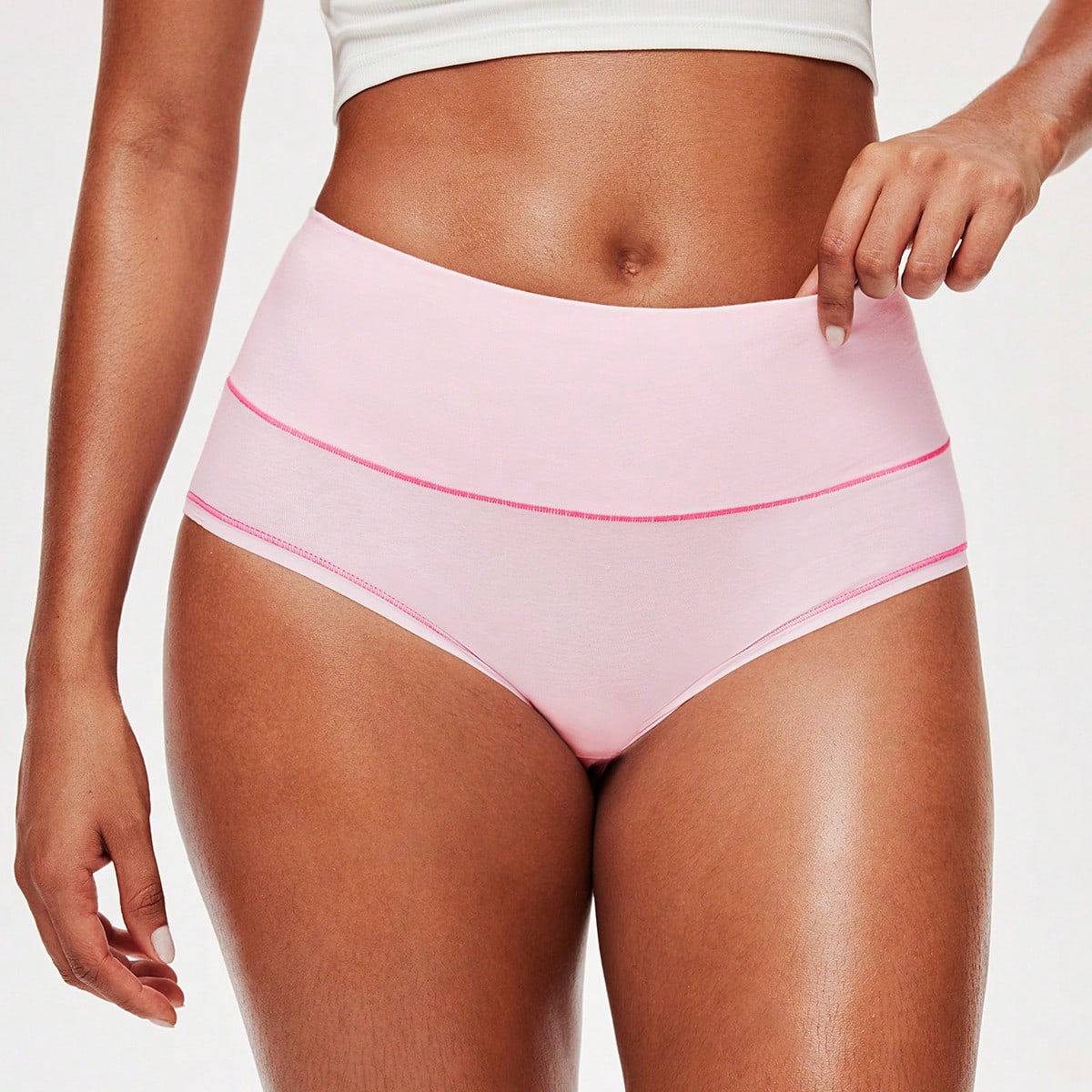 Paquete de 3 bragas básicas de algodón ligero de cintura alta con control de abdomen para mujeres - Conjunto de ropa interior con diseño colorido q