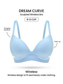 LUVLETTE Dream Curve Support+  Wireless Push Up T-Shirt Bra Blue Bra