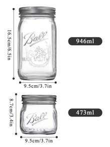 1个标准口梅森杯大容量玻璃隔夜燕麦杯带盖密封罐透明冷榨果汁饮料材质瓶子