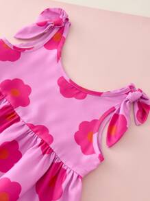 CutesyCutie 2pcs Young Girl Ditsy Floral Woven Top And Shorts Set - Multicolor - View 4