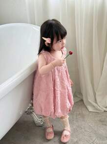 SHEIN Babygirls Sleeveless Dusty Pink Dress,Cute Summer Party Outfit,Simple Solid Comfortable Fit Skirt For Outdoor Play And Casual Daily Wear - Pink - View 7