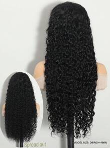 ALL READY WIG 13x6 蕾丝前假发，真人头发，预拔，180% 密度，透明水波纹，女士无胶假发，漂白结，自然色，抽绳，假发帽，适合所有头型 - Natural Black - 查看 2