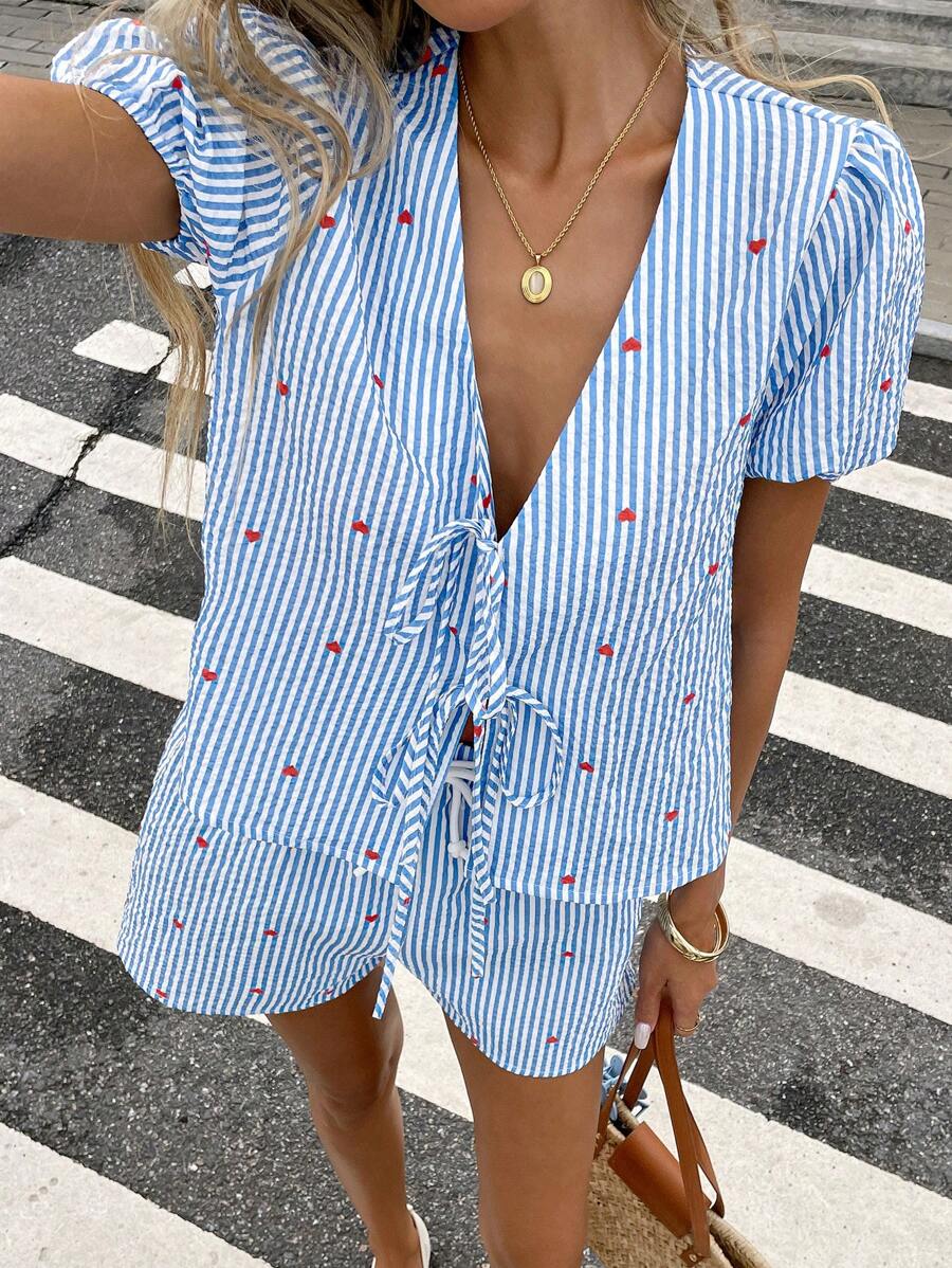 Serisse Women Two Pieces Outfits For Daily Wear Summer Casual Blue