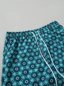 Manfinity RSRT Men's Full Print Drawstring Waist Beach Shorts, Summer - Multicolor - View 3