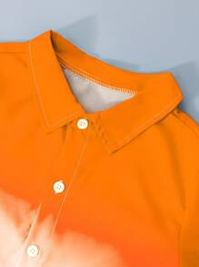 SHEIN Tween Boy Ombre Design Short Sleeve Shirt, Fresh And Fashionable, Versatile And Comfortable