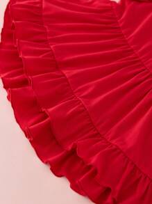 Conjunto de 2 piezas para niña joven con Top de cuello redondo con volantes y estampado de bandera de EE. UU. y pantalones ajustados con vuelo - Multicolor - Ver 5