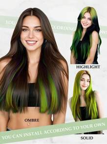 10 件装 100% 真人发片接发 绿色 25 克 18 英寸 丝滑无缝隐形 适合稀疏发质 女士 优质浓密发梢 健康耐用接发 隐形接发片 适合沙龙 - SGreen - 查看 2