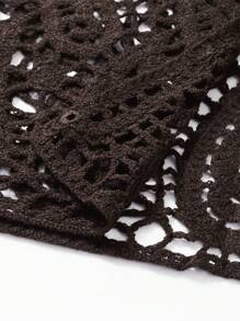 Manfinity RSRT Men's Solid Color Front Button Hollow Mesh Short Sleeve Knit Top - Coffee Brown - View 7