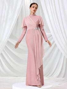Coutiva Women's Formal Evening Gown (Heavily Decorated) - Pink - View 7