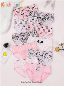 SHEIN 10pcs/Set Young Girl Cute Cartoon Animal Allover Print Underwear Briefs