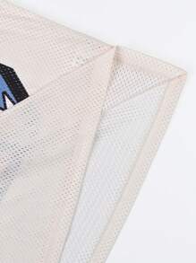 男士字母条纹印花V领休闲短袖T恤