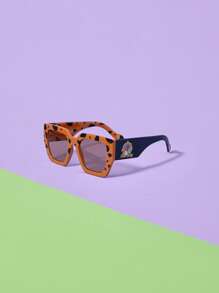 SCOOBY-DOO X SHEIN Lunettes de mode surdimensionnées avec design graphique de dessin animé et de lettre en couleur - Jaune moutarde - Voir 3