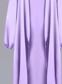 SHEIN Najma Áo khoác ngoài kiểu Ả Rập tay đèn lồng màu trơn cho nữ, Abaya Maxi thường ngày, dùng cho trang phục thường ngày/ở nhà - Màu Lilac Tím - Xem 4