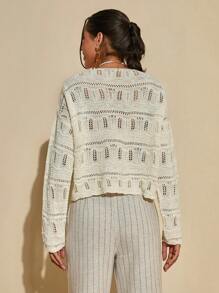 Bóhologie 女士钩针编织波西米亚风毛衣 - 白色