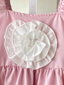 Elegantes & süßes 3D Blumen Ärmellos Rüschen Top & Lässig Hosen Set für Kleine Mädchen