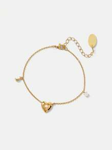 MOTF PREMIUM 18K GOLD PLATED HEART PENDANT BRACELET